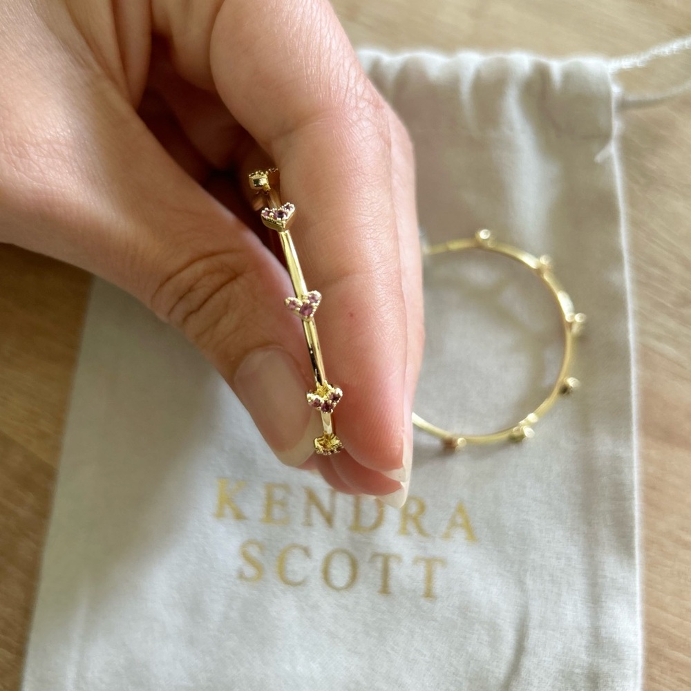 Kendra Scott Haven Heart Hoop Earrings in Pink Crystal - Picture 6 of 6